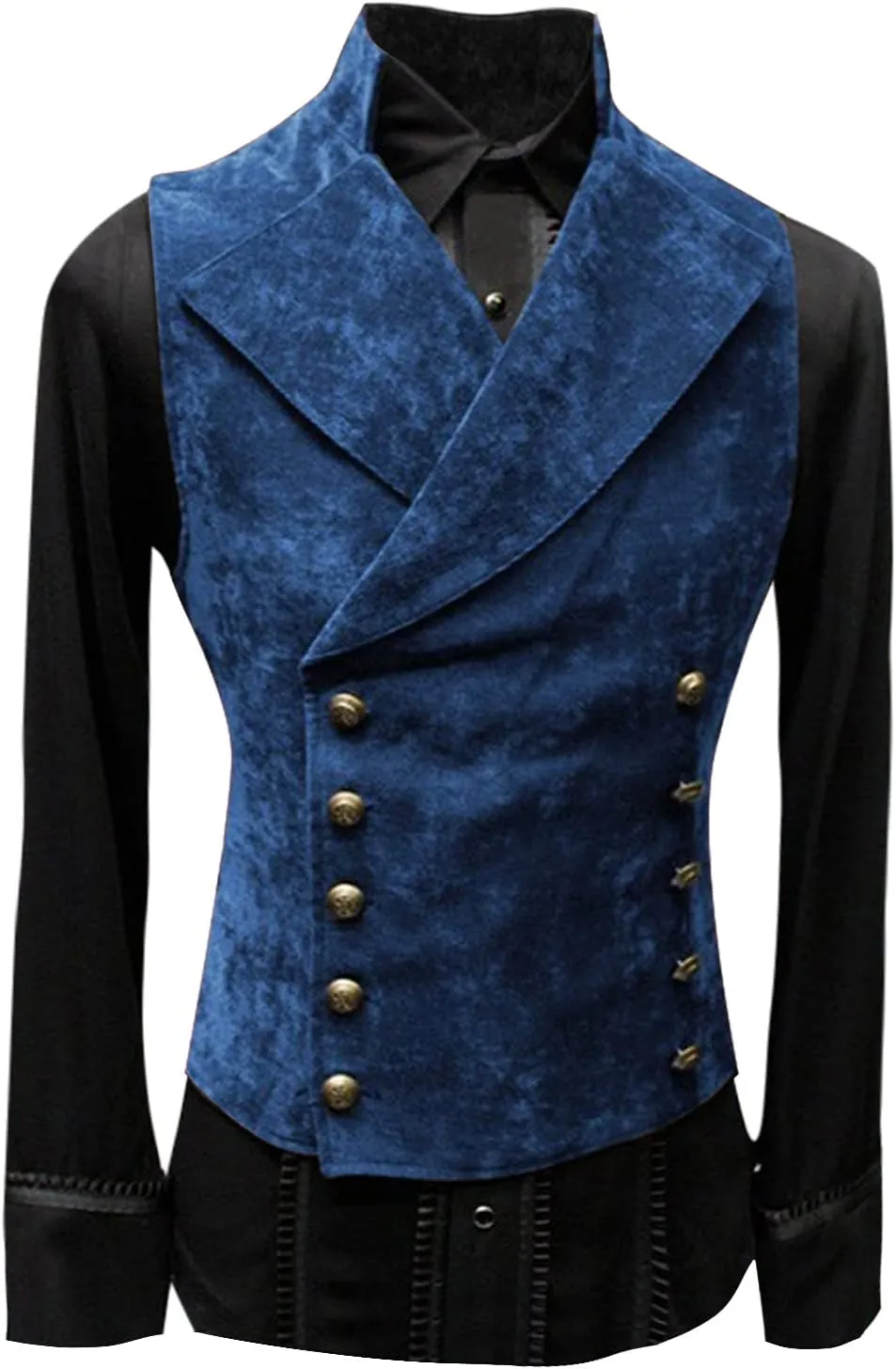 ZHUER Mens Cowboy Suede Leather Vest - Retro Faux Suede Waistcoat for Men - Slim Fit Sleeveless Casual Vest Jacket