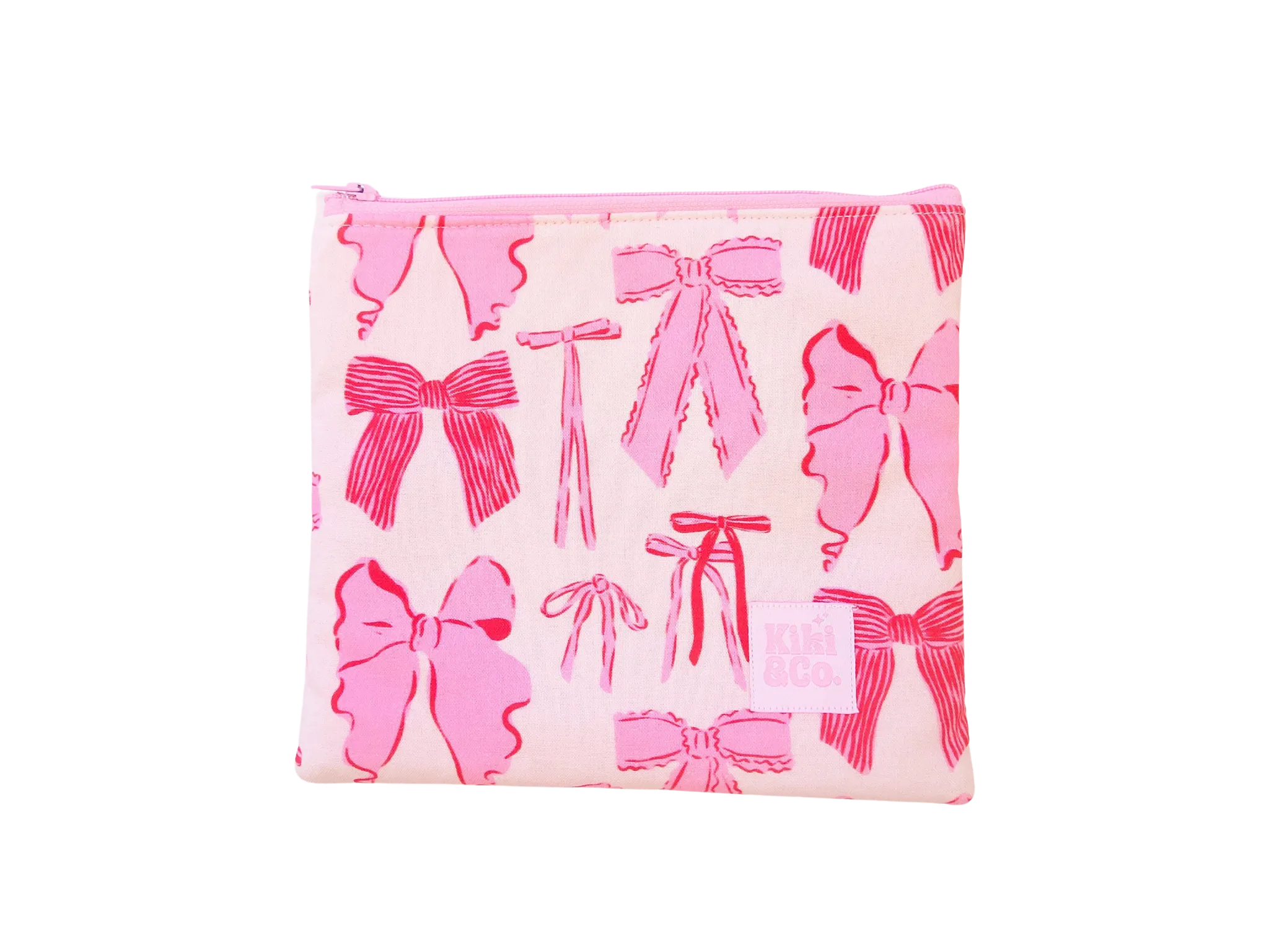 Zipper Pouch - Pink Red Bows