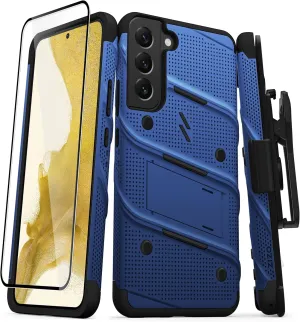 ZIZO Bolt Bundle for Galaxy S22 Plus Case with Screen Protector Kickstand Holster Lanyard - Blue