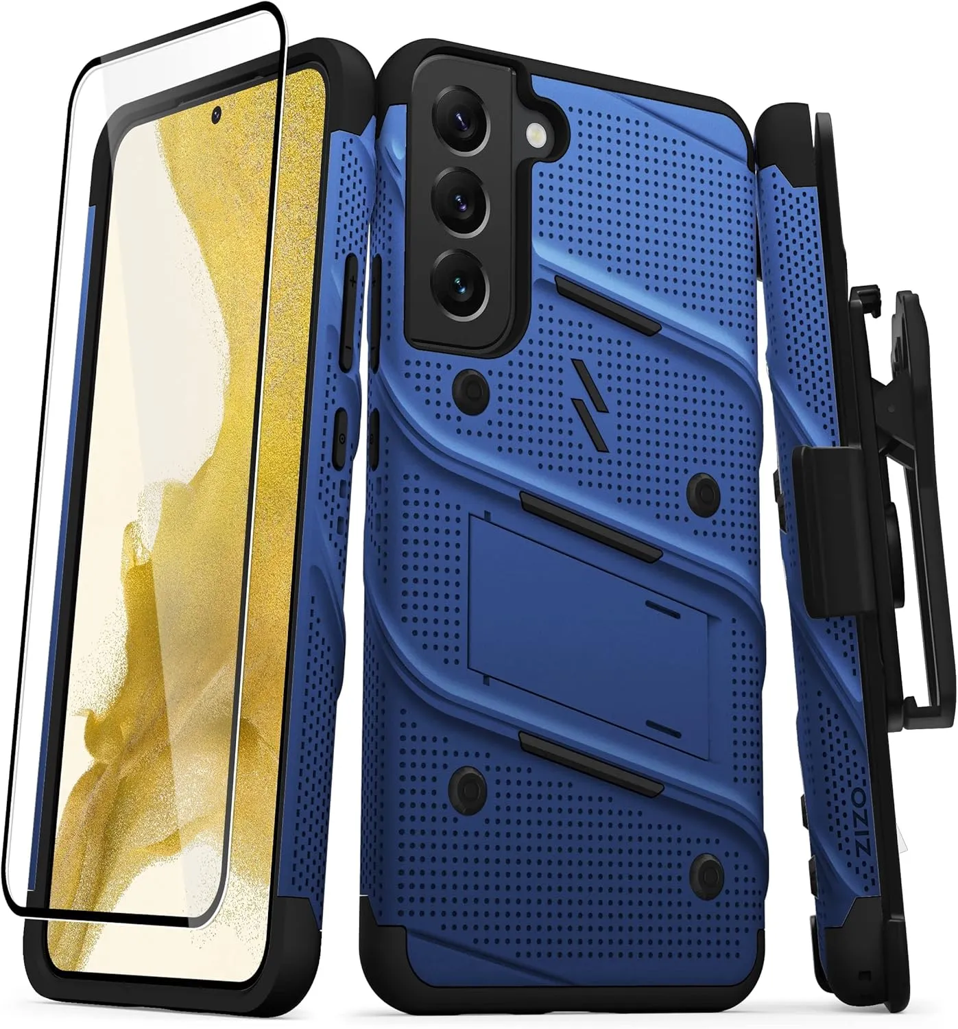 ZIZO Bolt Bundle for Galaxy S22 Plus Case with Screen Protector Kickstand Holster Lanyard - Blue