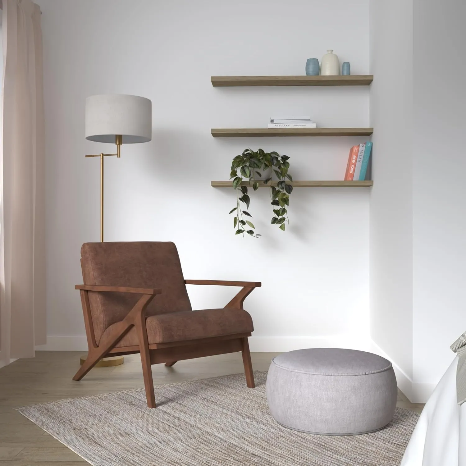 Zola Mid Century Modern Accent Chair Arm Chair: The Perfect Reading, Living Room, and Bedroom Chairs for Modern Home Furniture Use! Solid Wood Frame, Mocha/Walnut