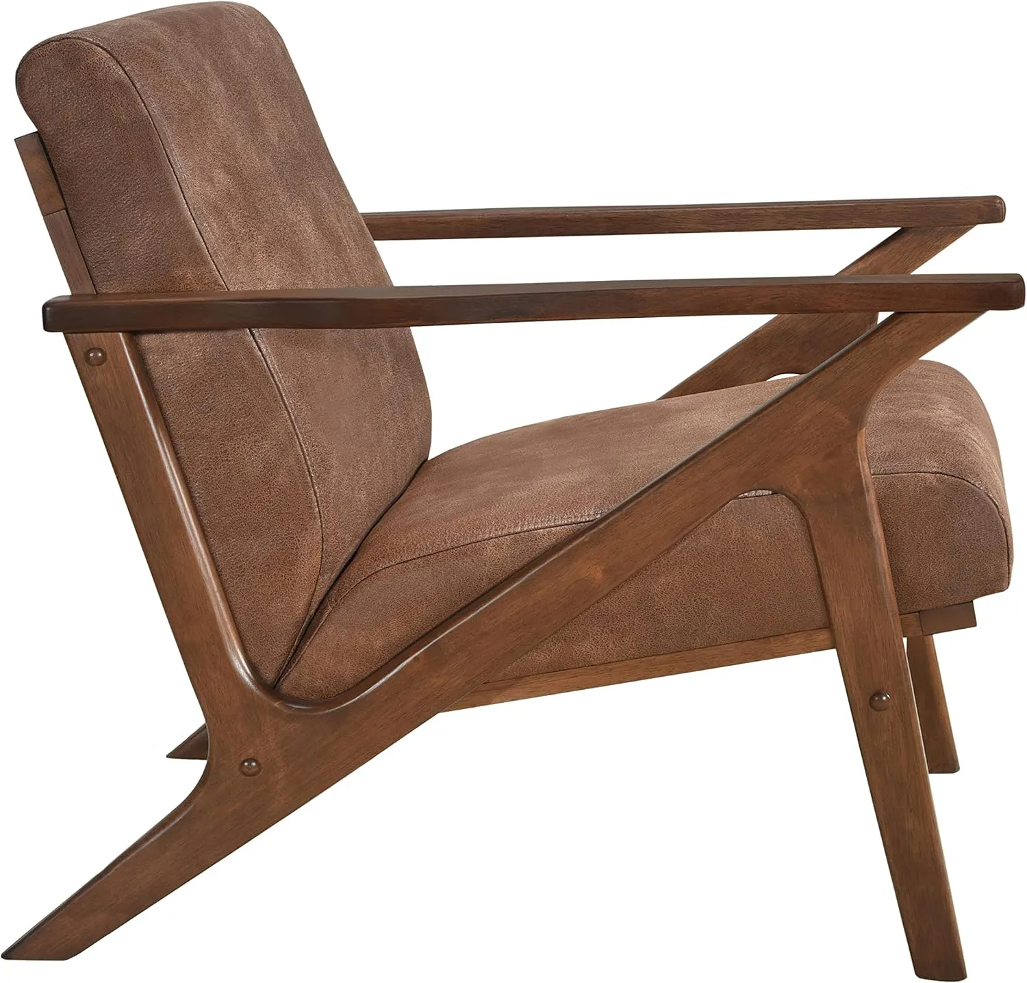 Zola Mid Century Modern Accent Chair Arm Chair: The Perfect Reading, Living Room, and Bedroom Chairs for Modern Home Furniture Use! Solid Wood Frame, Mocha/Walnut