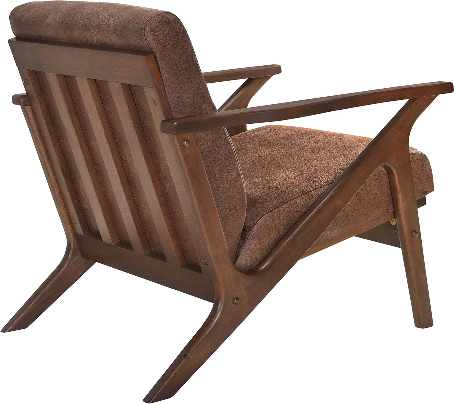 Zola Mid Century Modern Accent Chair Arm Chair: The Perfect Reading, Living Room, and Bedroom Chairs for Modern Home Furniture Use! Solid Wood Frame, Mocha/Walnut