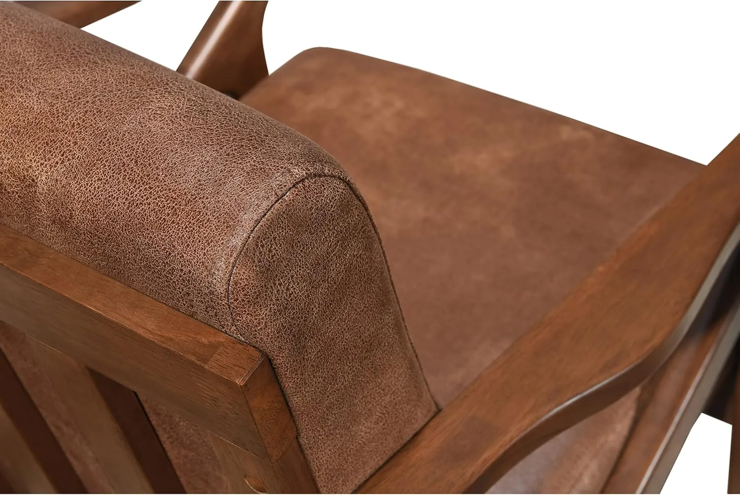 Zola Mid Century Modern Accent Chair Arm Chair: The Perfect Reading, Living Room, and Bedroom Chairs for Modern Home Furniture Use! Solid Wood Frame, Mocha/Walnut